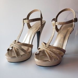 Gold glitter high heels